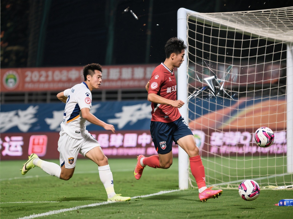 李新翔左路犀利突破 内切禁区折射破门