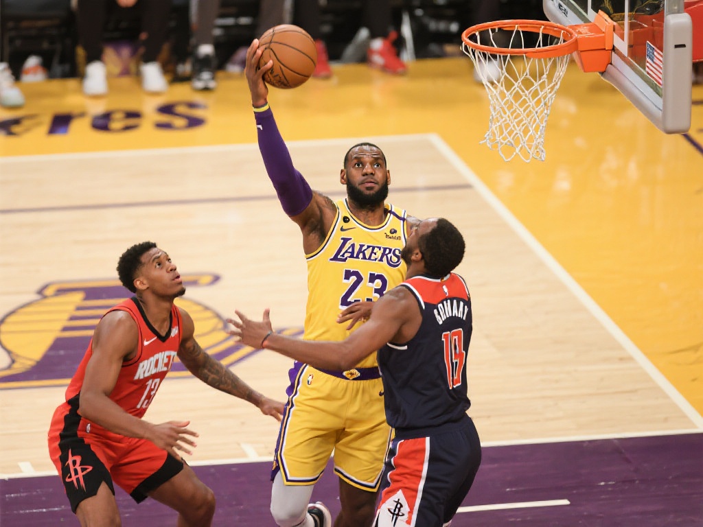 4月1日火箭对阵湖人:詹姆斯精彩表现集锦 不仅如此,詹姆斯在防守端的贡献同样不可忽